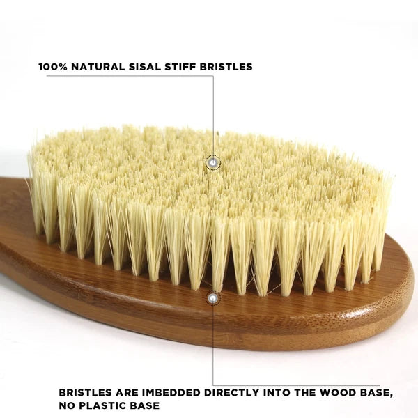 ICANdOIT-17.71Inch Natural Stiff Sisal Bristles Anti-Slip Long Handle Bath Br...