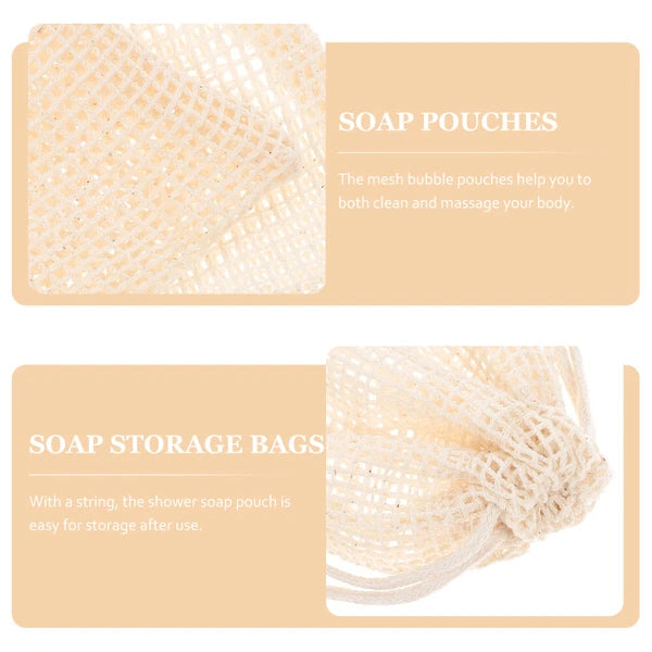 5PCS Exfoliating Mesh Soap Pouch Bathing Accessories Mesh Soap Saver Body Scrubs
