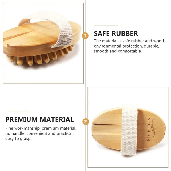 1PC Body Bath Massage Nursing Brush Compact No Handle Massage Brush (Wood Color)