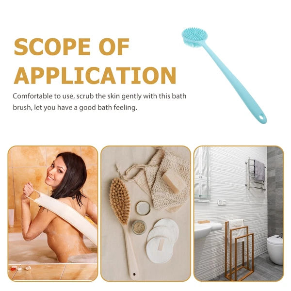 Long Handle Bath Brush Silicone Shower Scrubber Exfoliator for Body Clesning
