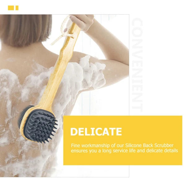 Bath Brush Silicone Back Scrubber for Shower Miss with Handles Long