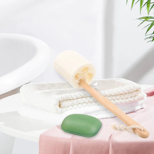 Loofah Shower Brush Comfortable Bath Home Use Skin Scrubber Exfoliating Stick