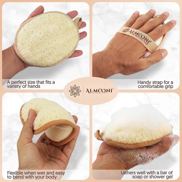 Natural Loofah Exfoliating Body Scrubber - 2 Count for Face & Body