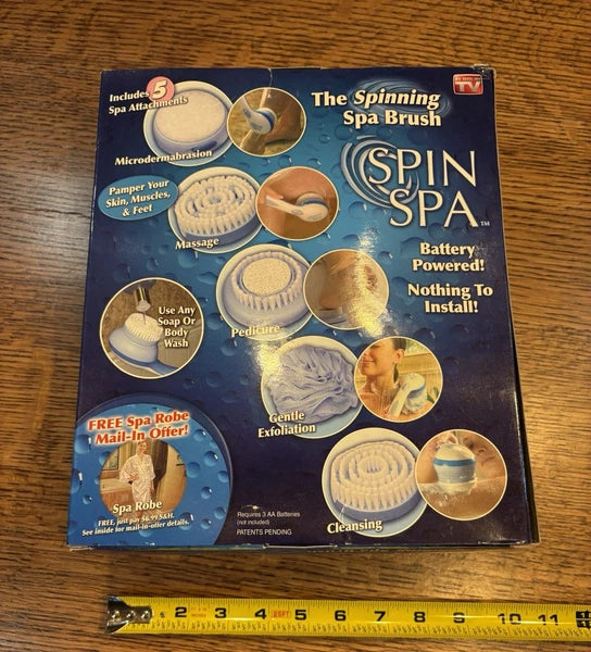 Spin Spa Spinning Spa Body Brush w/5 Attachments -As Seen on TV -NEW  in Box