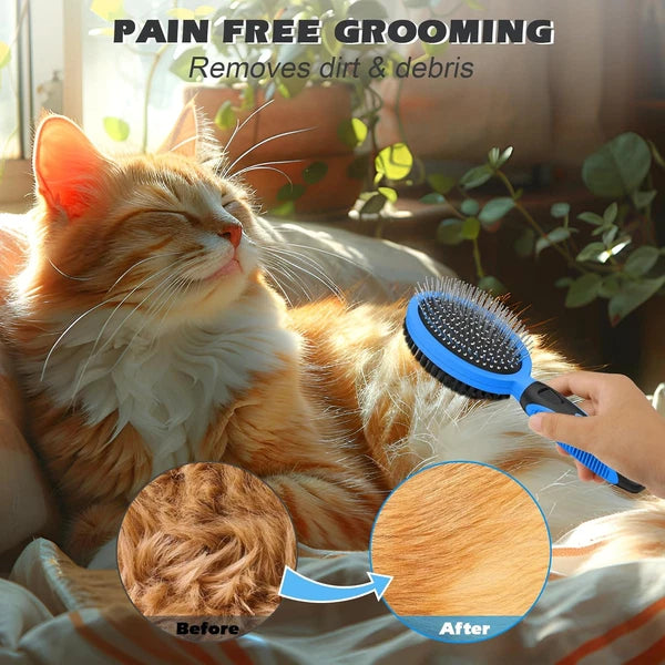 2PCS Dog Grooming Tools - Double-Sided Bath Brush for Shedding and Bathing NEW