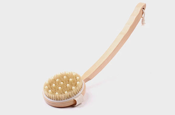 Wooden Bath Body Back Brush With Belt To Way For Scrub & Massage（40X10.5X4CM）