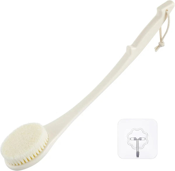 Body Back Scrubber – 17'' Long Handle Shower Brush, Anti-Mold Exfoliator for Dry