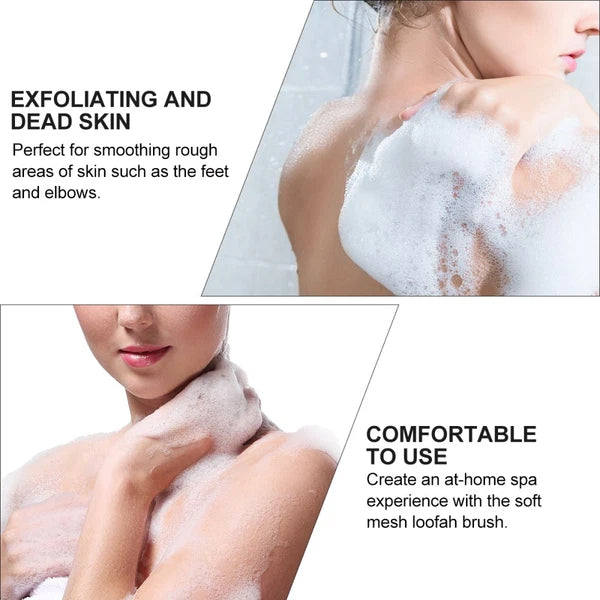 Long Handle Bath Sponge Exfoliating Brush Loofah Mesh for Travel and Home