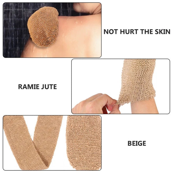 2Pcs Bath Exfoliating Gloves Ramie Jute Body Scrubber for Soft Skin