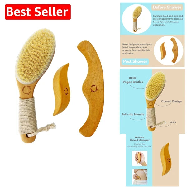3-in-1  Dry Brush with Massage Tools for Lymphatic Drainage & Relaxation
