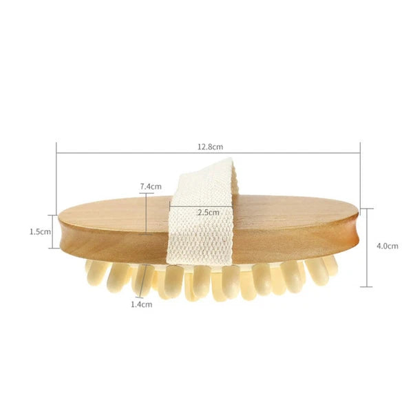 Spa Massager Handheld Wooden Cushion Body Brush For Women Brown 12.8 X 4 X 1 cm