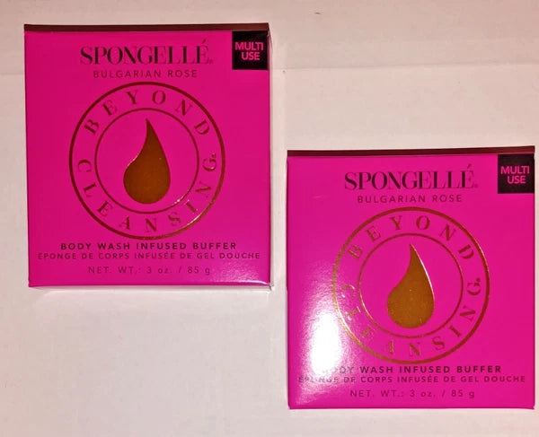 Spongelle Body Wash Infused Buffer - Bulgarian Rose Scent - NIB Lot of 2 3oz