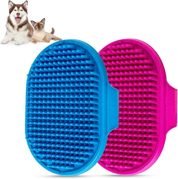 Dog Bath Brush, Aoche Pet Comb Brush Soothing Massage Rubber blue+rose
