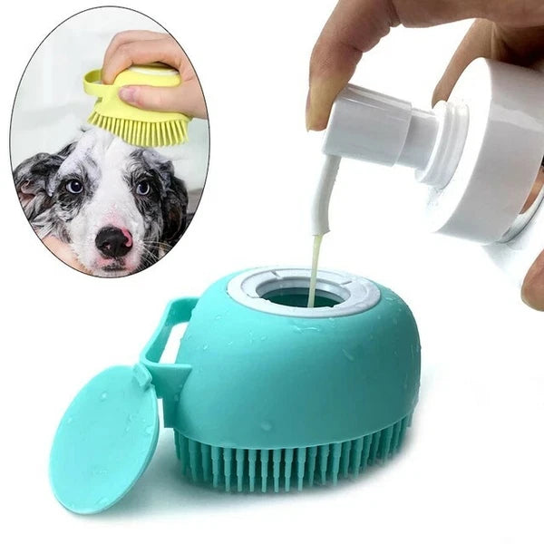 Bathroom Puppy Big Dog Cat Bath Massage Gloves Brush Soft Safety Silicone Pet -