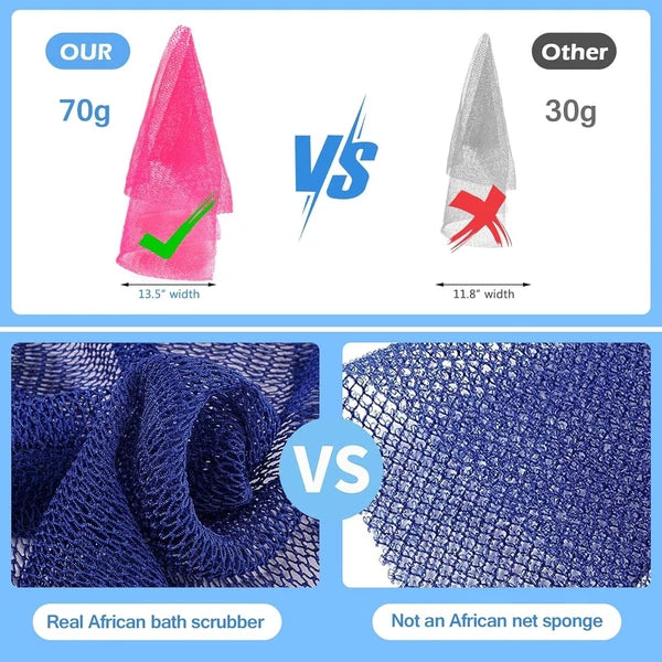 2 Pieces African Net Sponge Authentic Real African Exfoliating Net Bath Sponge W