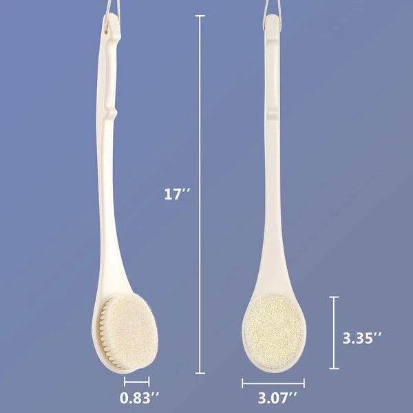 Body Back Scrubber – 17'' Long Handle Shower Brush, Anti-Mold Exfoliator for Dry
