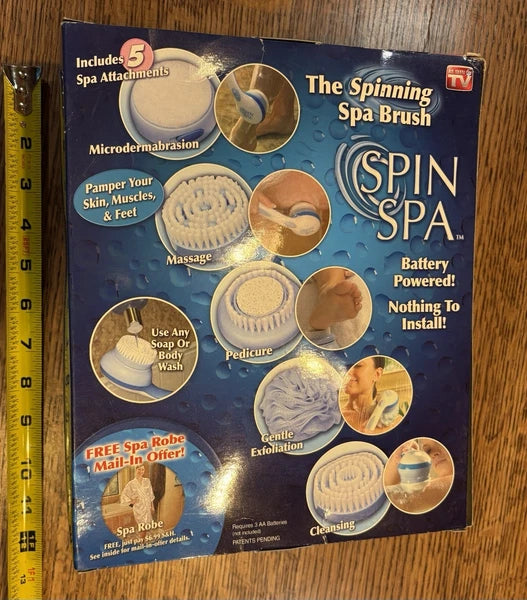 Spin Spa Spinning Spa Body Brush w/5 Attachments -As Seen on TV -NEW  in Box