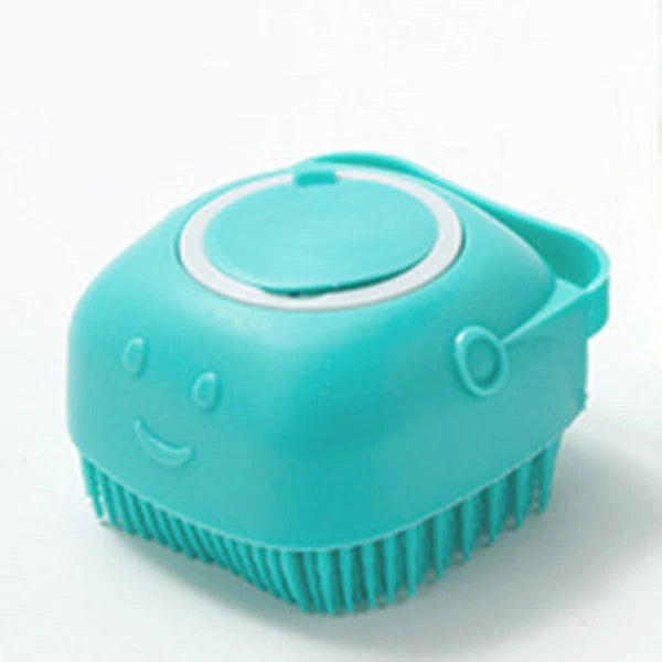 Pets Dog Cat Silicone Softy Massage Bath Brush Scrubber Shampoo Dispenser Shower