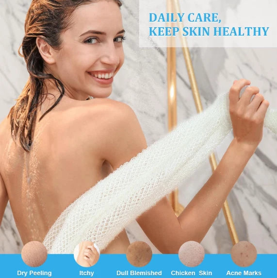 4× African Net Sponge Exfoliating Bath Long Sponge Shower Body Back Scrubber USA