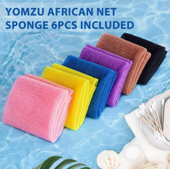 6× African Net Sponge Exfoliating Bath Long Sponge Shower Body Back Scrubber USA