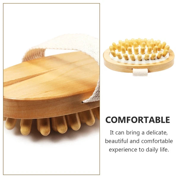 1PC Body Bath Massage Nursing Brush Compact No Handle Massage Brush (Wood Color)