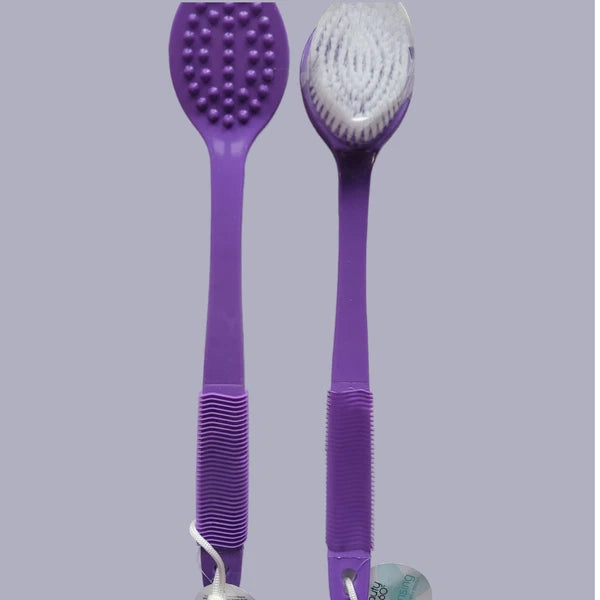 Long Handle Back Body Shower Brush Exfoliates Soft Bristles (2-PACK) PUPLE
