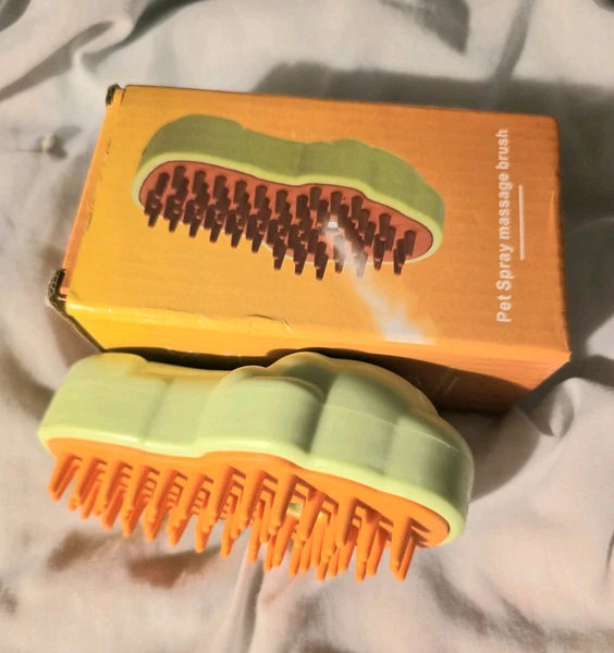 Pet Massage Brush – Grooming Bath w/ Water Refill & Soft Silicone Bristles – New