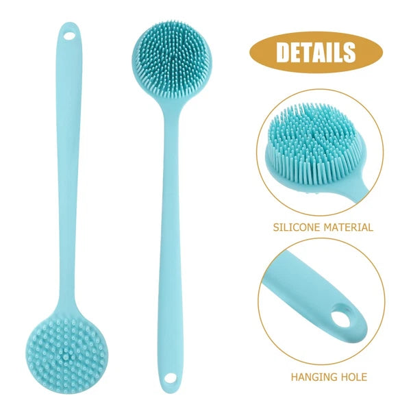 Long Handle Bath Brush Silicone Shower Scrubber Exfoliator for Body Clesning