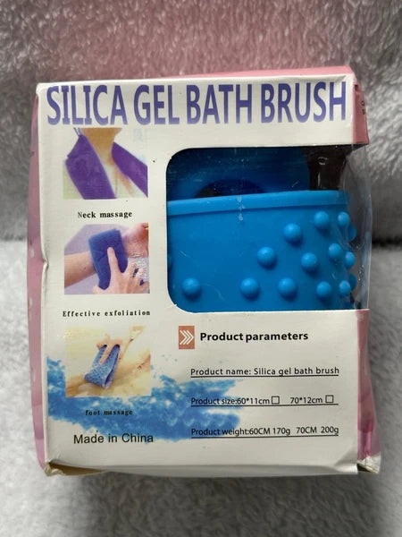 Silica Gel Bath Brush Blue Silicone Shower Massage Skin Exfoliation New In Pack