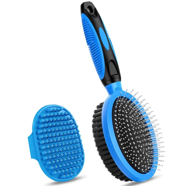 2PCS Dog Grooming Tools - Double-Sided Bath Brush for Shedding and Bathing NEW