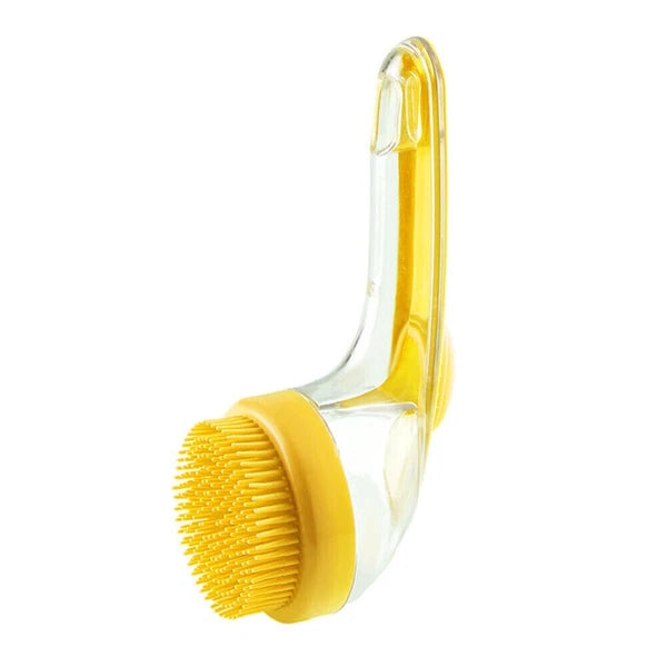 Dog Shampoo Brush with Soap Dispenser Pet Bath Brush Long Handle for Shower
