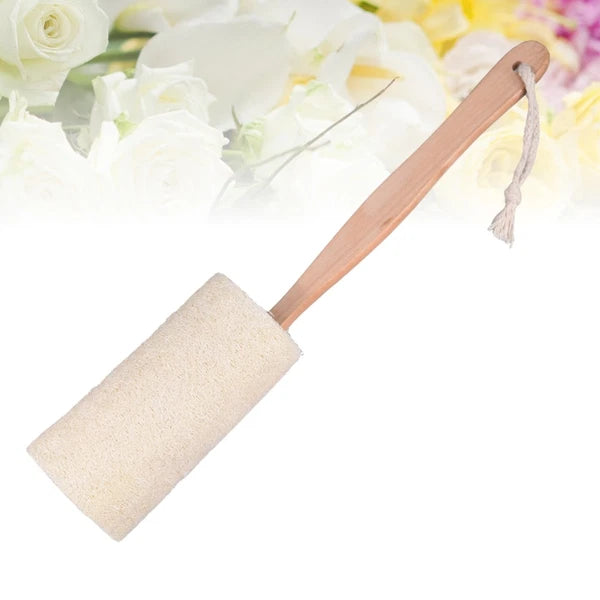 Long Handle Bath Wooden Loofah Brush Natural Exfoliating Sponge Body Scrubber