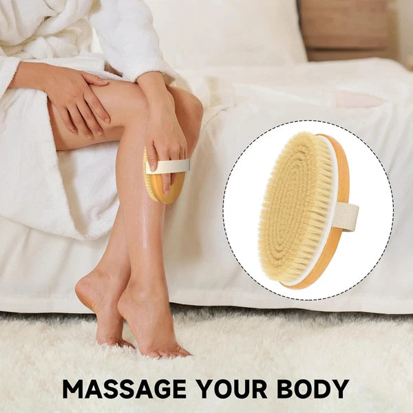 Dry Brushing Body Brush, Exfoliating Scrubber, Natural Bristles for Skin Care