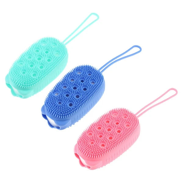 3pcs Body Quick Foaming Brush Bath Silicone Rubbing Brush