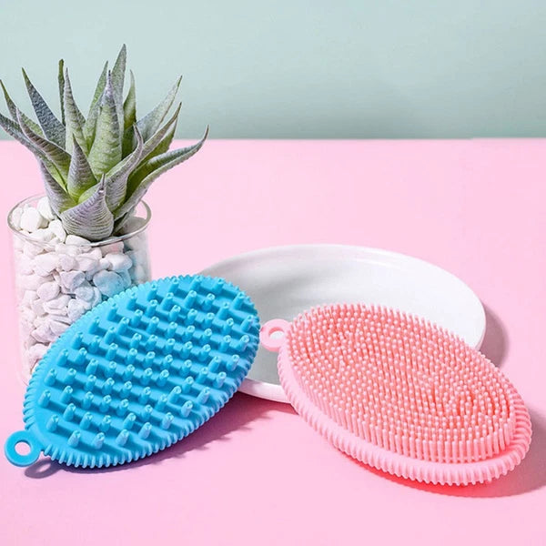2 Pcs Bath Brush Newborn Body Exfoliator Silicone Scrubber Cleaner