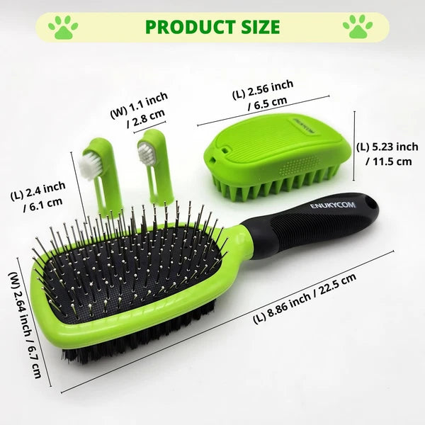 Double-Sided Pet Dog Cat Brush for Detangling Deshedding & Removing Small Mats p