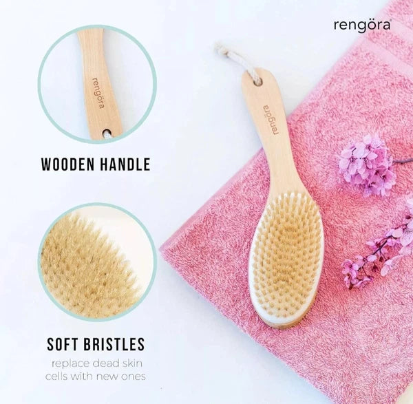 Dry Body Brush Brushing Exfoliating, Lymphatic Drainage Scrubbing