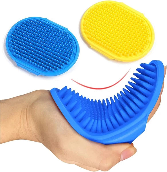 Dog Grooming Brush, Pet Shampoo Bath Brush 2 Piece Set, Blue & Yellow