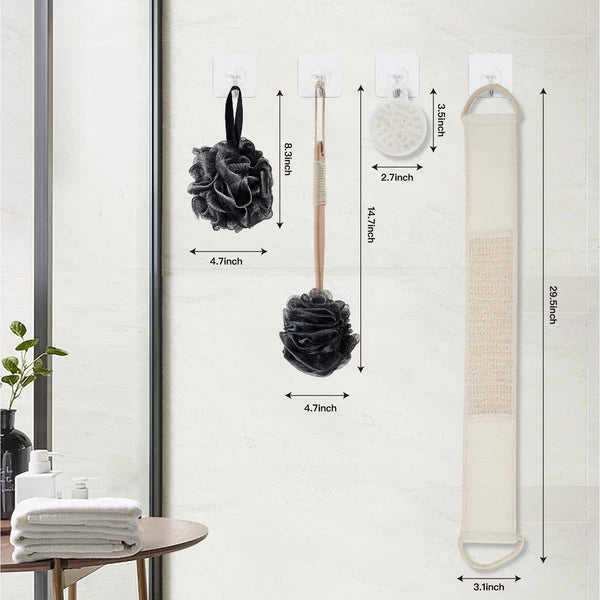 8Pack Bath Brush Set -Shower Loofah Sponge with Long Handled,Natural Loofah E...