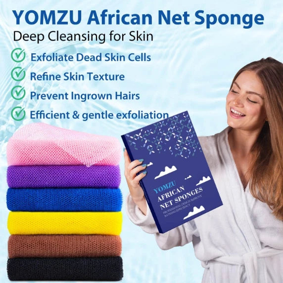 6× African Net Sponge Exfoliating Bath Long Sponge Shower Body Back Scrubber USA
