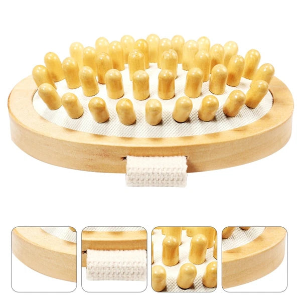 1PC Body Bath Massage Nursing Brush Compact No Handle Massage Brush (Wood Color)