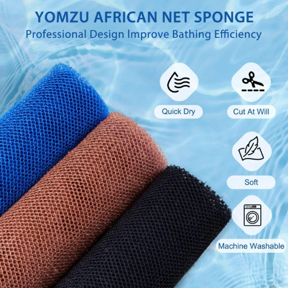 6× African Net Sponge Exfoliating Bath Long Sponge Shower Body Back Scrubber USA