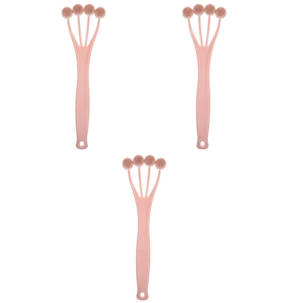 3 Count Exfoliating Bath Brush Shower Back Scrubber Body Long Handle for