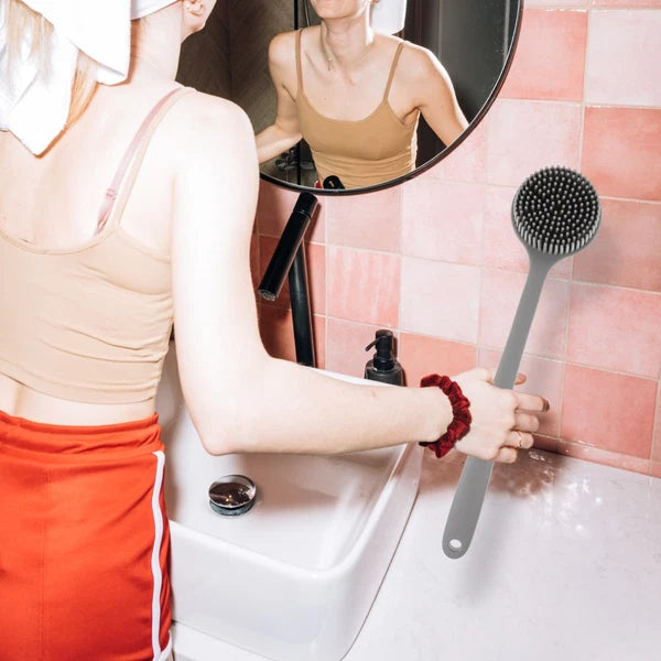 Silicone Bath Brush Back Scrubber for Shower Long Handle