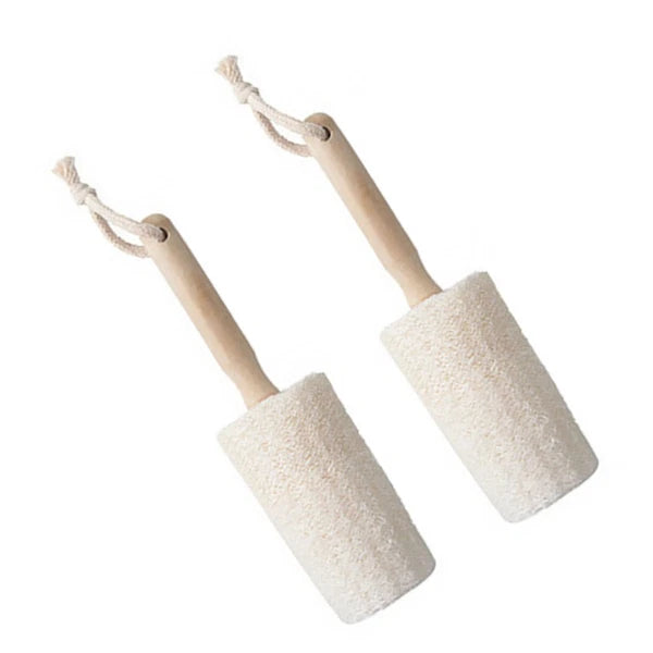 2Pcs Natural Loofah Bath Brush for Body Exfoliation and Back Scrubbing