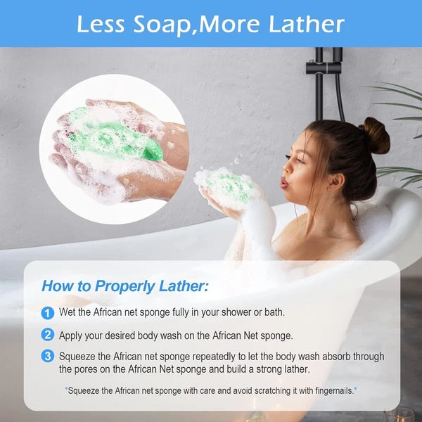 2 Pieces African Net Sponge Authentic Real African Exfoliating Net Bath Sponge W