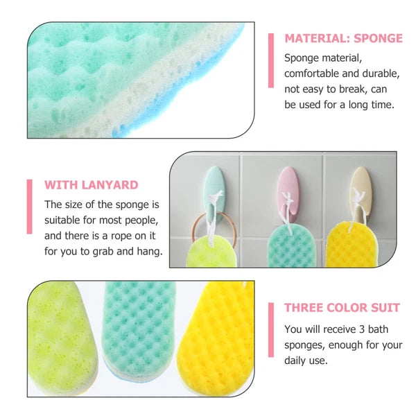 3 Pcs Massage Sponges Bath Child Man Scrubbing Scrubber Bathroom for Body