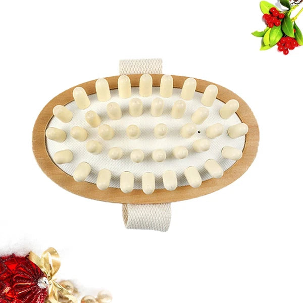 Spa Massager Handheld Wooden Cushion Body Brush For Women Brown 12.8 X 4 X 1 cm