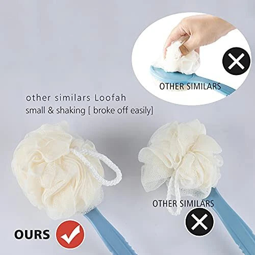 Loofah On A Stick Back Scrubber con mango largo para esponja exfoliante de ducha