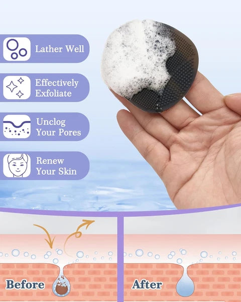 Manmihealth Silicone Back Scrubber (Thick Bristles) & Bath Glove & Face Brush Se